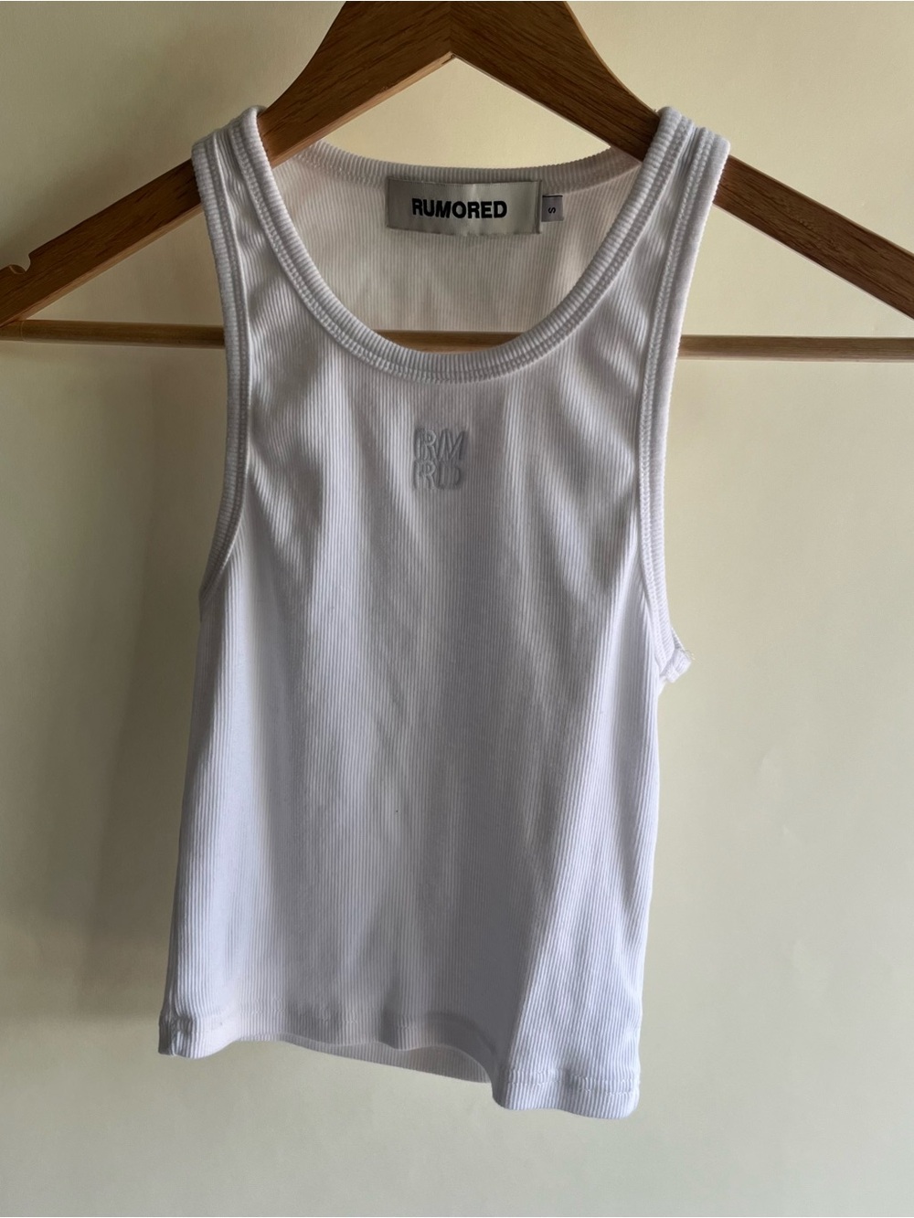 Rumored White Tank Top Sz Sm Women’s 95% Cotton 5% Spandex Cropped EUC